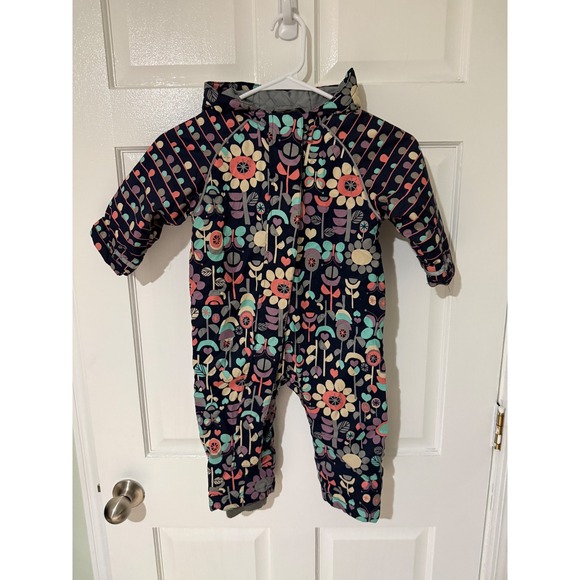 Hanna Andersson Other - Hanna Andersson Baby Snowsuit Bunting Floral Print Hooded One Piece Size 80